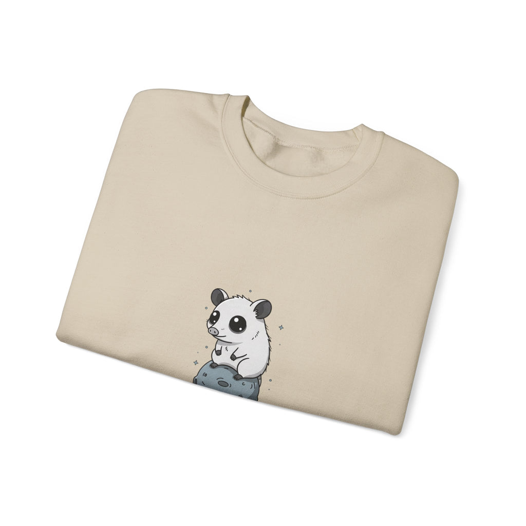 Panda on Planet Crewneck Sweatshirt | existential animal, burnout meme