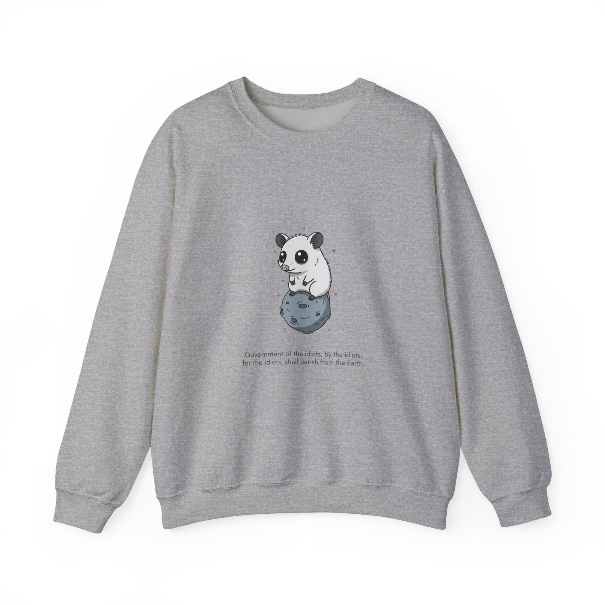 Panda on Planet Crewneck Sweatshirt | existential animal, burnout meme