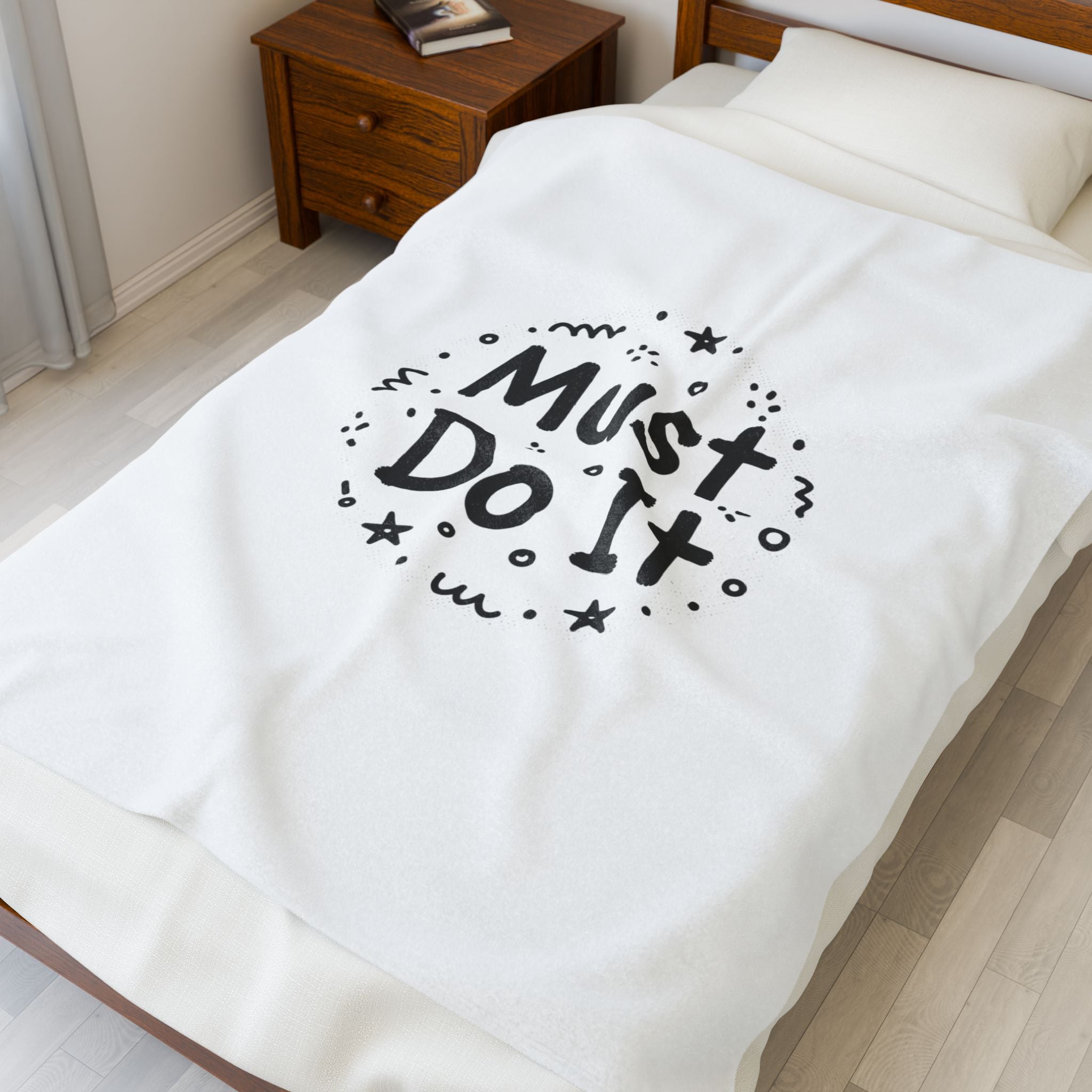 Must Do It Marker Scribble Blanket | Handwritten Font Art, Doodle Quote
