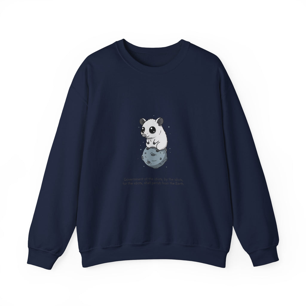 Panda on Planet Crewneck Sweatshirt | existential animal, burnout meme