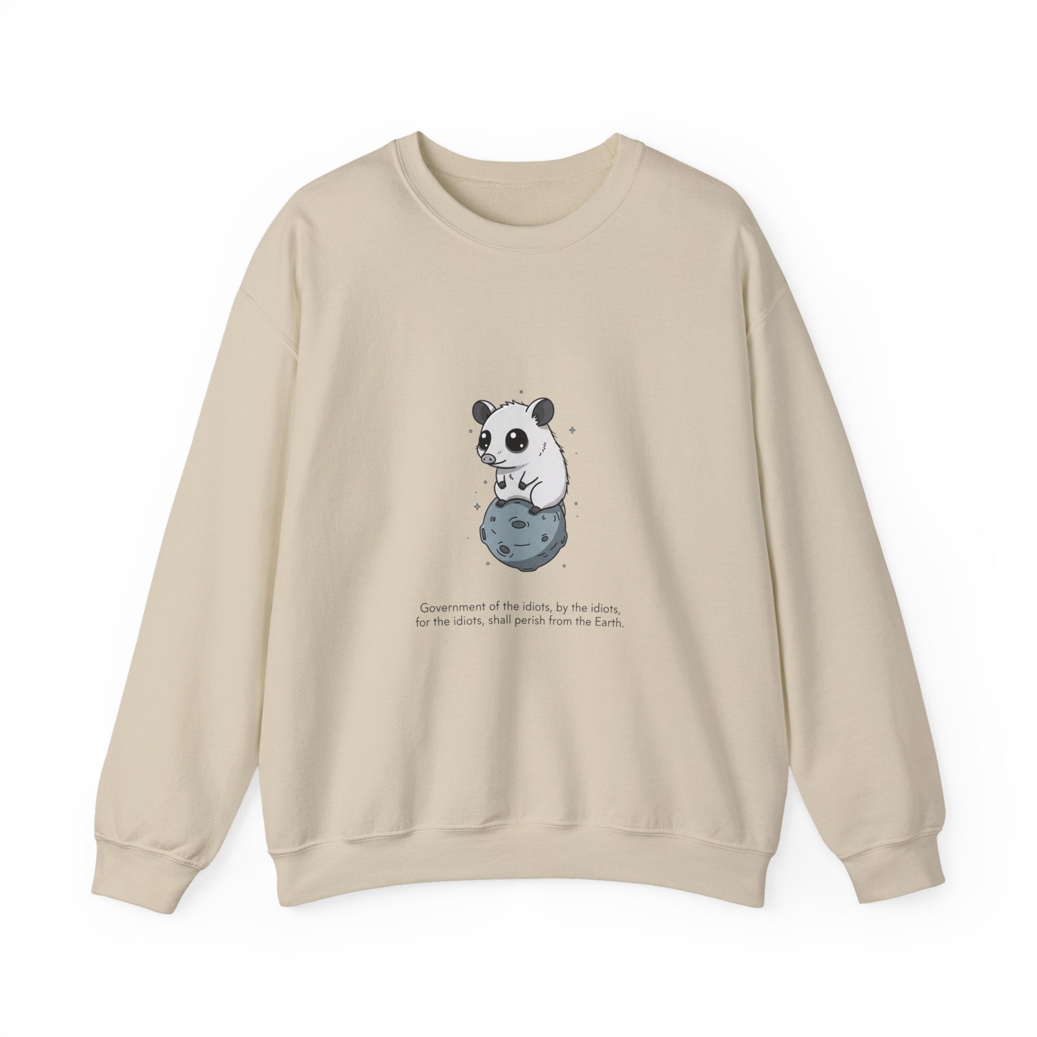 Panda on Planet Crewneck Sweatshirt | existential animal, burnout meme
