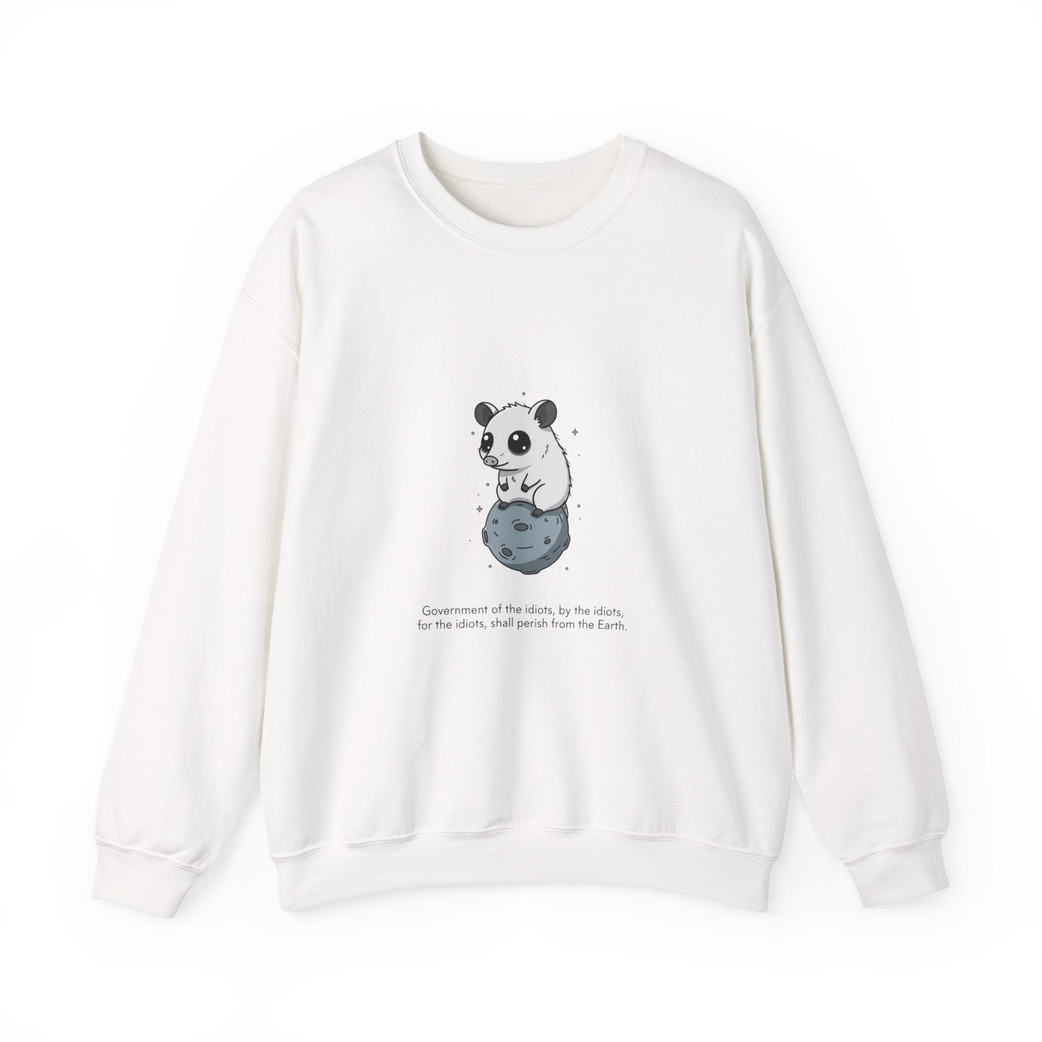 Panda on Planet Crewneck Sweatshirt | existential animal, burnout meme