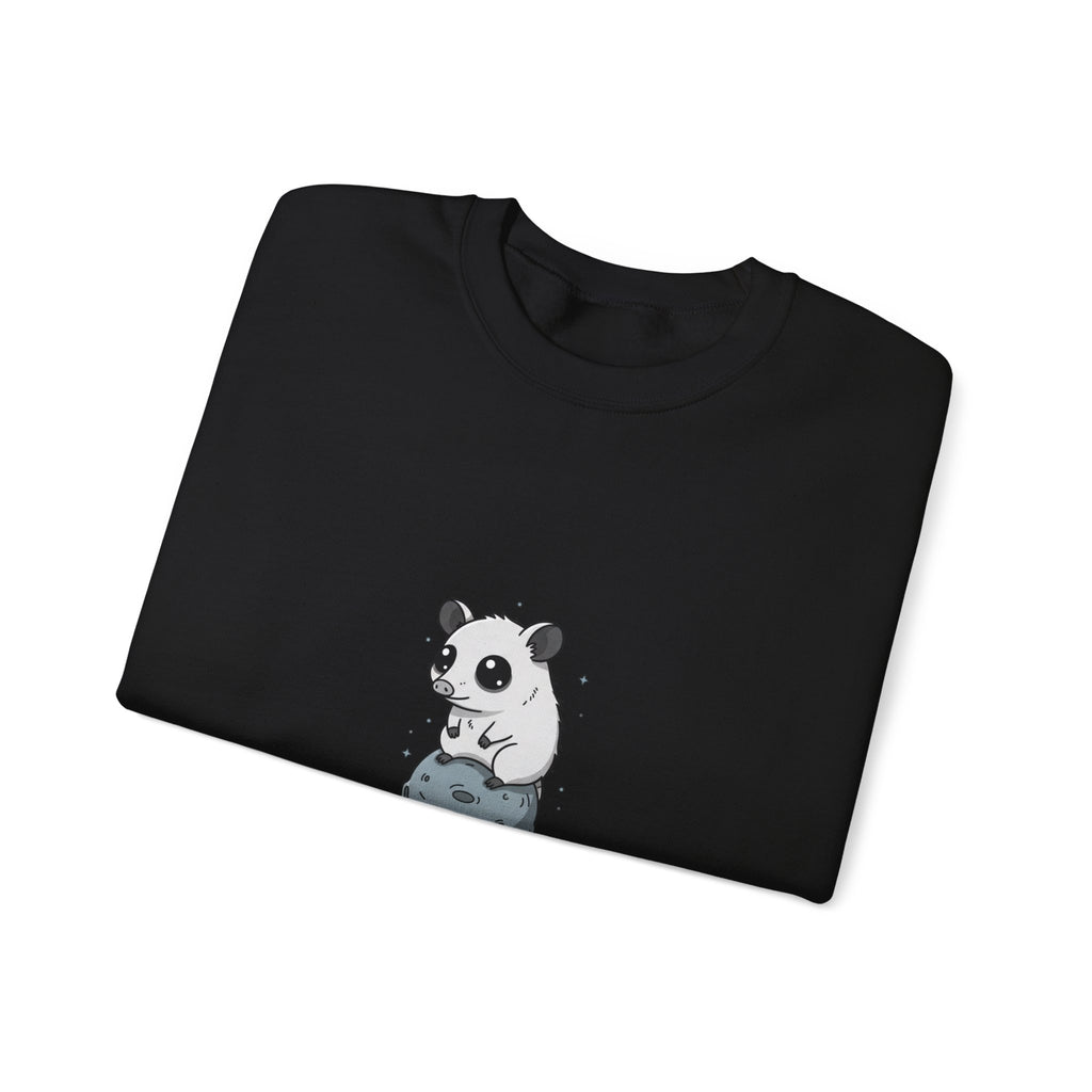 Panda on Planet Crewneck Sweatshirt | existential animal, burnout meme