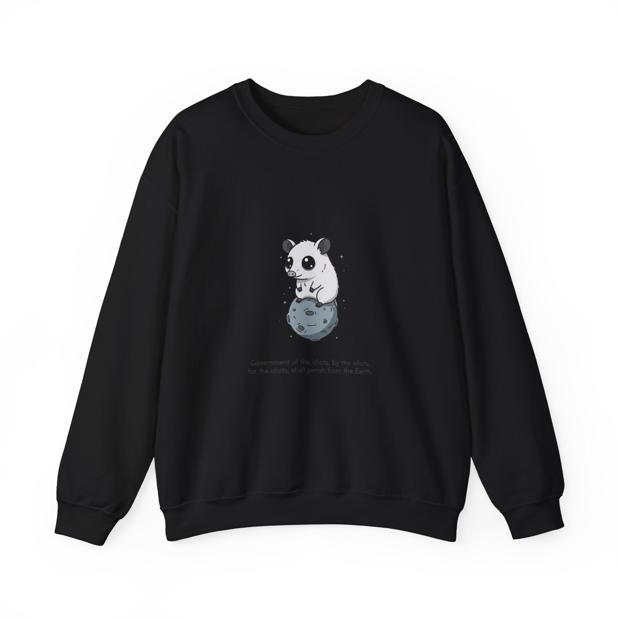Panda on Planet Crewneck Sweatshirt | existential animal, burnout meme